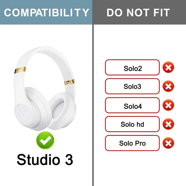 Alt view image 2 of 6 - Top & Bottom Rubber Headband Kit for Beats Studio 3 & Studio 2 Wired & Wireless Headphones, Durable Silicone & Plastic Repair Kit for Replacement Headstrap Pads (Studio3-White)