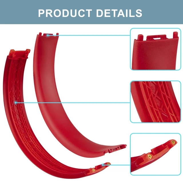 Alt view image 3 of 6 - Top & Bottom Rubber Headband Kit for Beats Studio 3 & Studio 2 Wired & Wireless Headphones, Durable Silicone & Plastic Repair Kit for Replacement Headstrap Pads (Studio3-Red)