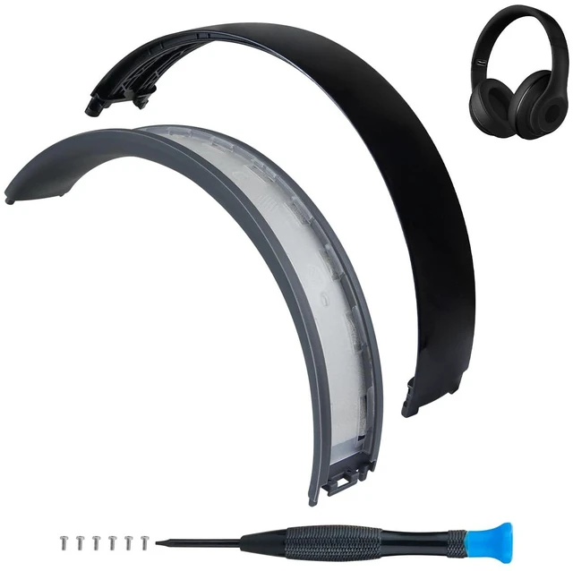 Main image of Top & Bottom Rubber Headband Kit for Beats Studio 3 & Studio 2 Wired & Wireless Headphones, Durable Silicone & Plastic Repair Kit for Replacement Headstrap Pads (Studio2-Bright Black)