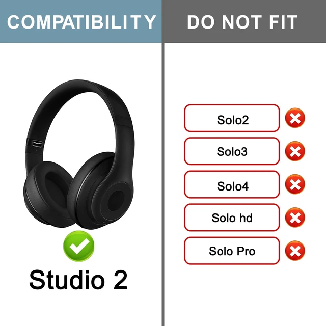 Alt view image 2 of 6 - Top & Bottom Rubber Headband Kit for Beats Studio 3 & Studio 2 Wired & Wireless Headphones, Durable Silicone & Plastic Repair Kit for Replacement Headstrap Pads (Studio2-Bright Black)