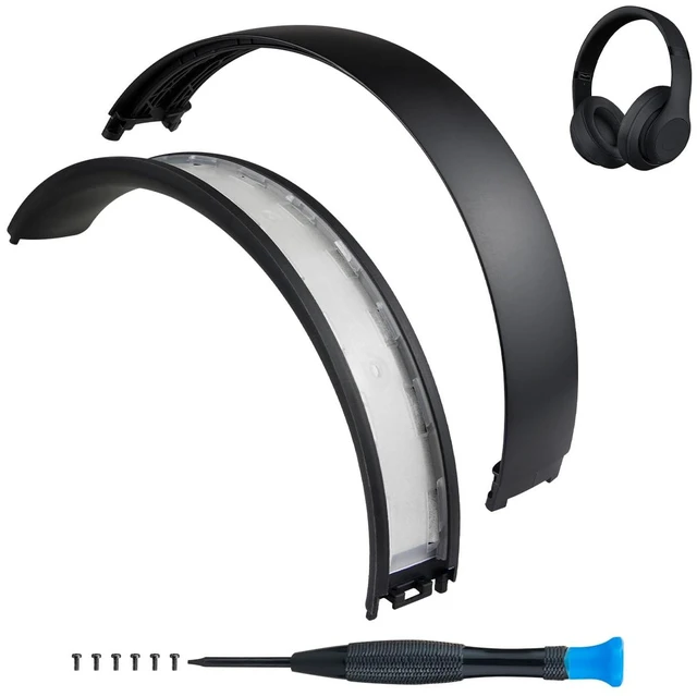Main image of Top & Bottom Rubber Headband Kit for Beats Studio 3 & Studio 2 Wired & Wireless Headphones, Durable Silicone & Plastic Repair Kit for Replacement Headstrap Pads (Studio3-Matte Black)