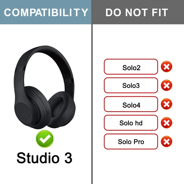 Alt view image 2 of 6 - Top & Bottom Rubber Headband Kit for Beats Studio 3 & Studio 2 Wired & Wireless Headphones, Durable Silicone & Plastic Repair Kit for Replacement Headstrap Pads (Studio3-Matte Black)