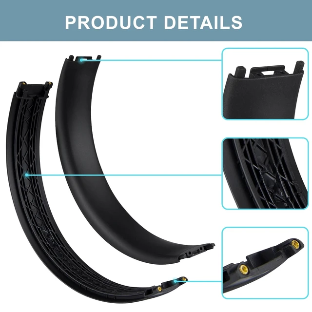 Alt view image 3 of 6 - Top & Bottom Rubber Headband Kit for Beats Studio 3 & Studio 2 Wired & Wireless Headphones, Durable Silicone & Plastic Repair Kit for Replacement Headstrap Pads (Studio3-Matte Black)