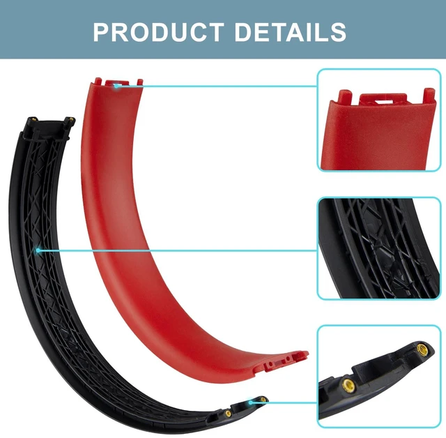 Alt view image 3 of 6 - Top & Bottom Rubber Headband Kit for Beats Studio 3 & Studio 2 Wired & Wireless Headphones, Durable Silicone & Plastic Repair Kit for Replacement Headstrap Pads (Studio3-Black Red)