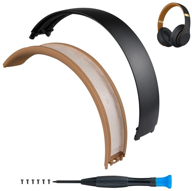 Main image of Top & Bottom Rubber Headband Kit for Beats Studio 3 & Studio 2 Wired & Wireless Headphones, Durable Silicone & Plastic Repair Kit for Replacement Headstrap Pads (Studio3-Midnight Black)