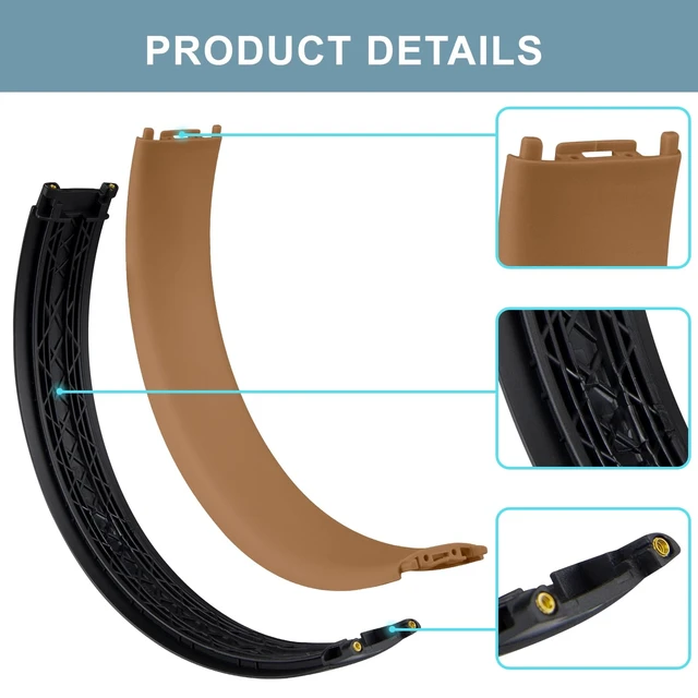 Alt view image 3 of 6 - Top & Bottom Rubber Headband Kit for Beats Studio 3 & Studio 2 Wired & Wireless Headphones, Durable Silicone & Plastic Repair Kit for Replacement Headstrap Pads (Studio3-Midnight Black)