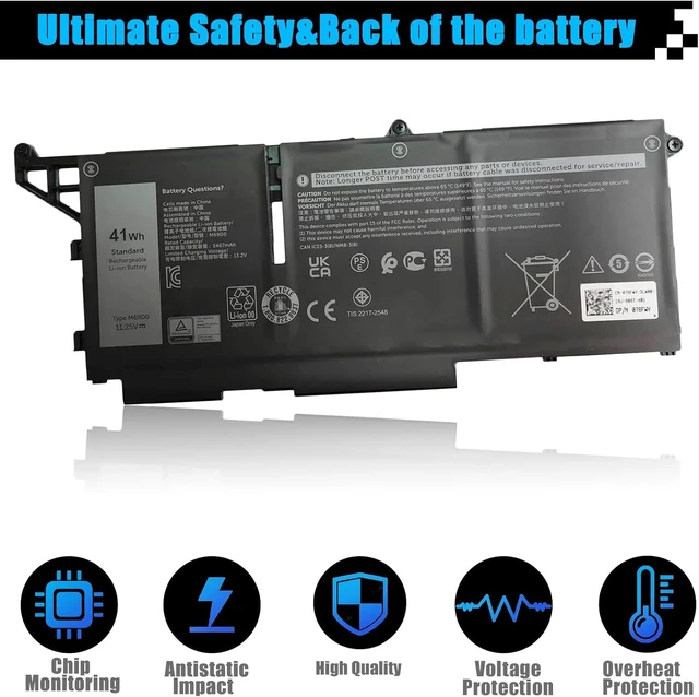 Alt view image 4 of 7 - 41Wh M69D0 Laptop Battery Replacement for Dell Latitude 5430 5530 Precision 3570 P104F P104F005 P137G P137G004 Series 07KRV O7KRV 0H4PVC H4PVC 08WRCR 8WRCR 0Y86WG Y86WG 078FWY 11.25V 3467mAh