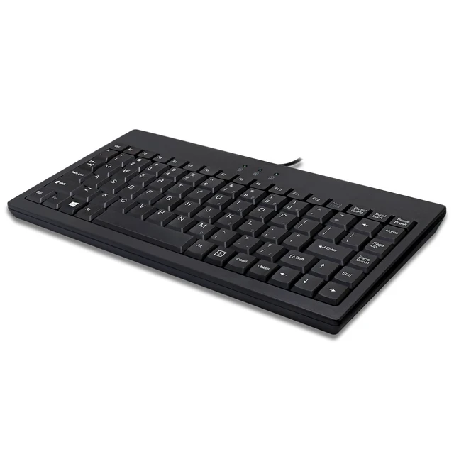 Alt view image 2 of 7 - AKB-110B Mini Keyboard, Compact 87-Key, Black, USB/PS2 Connection Membrane, LED Indicators, Space-Saving Design, Compatible with Windows OS