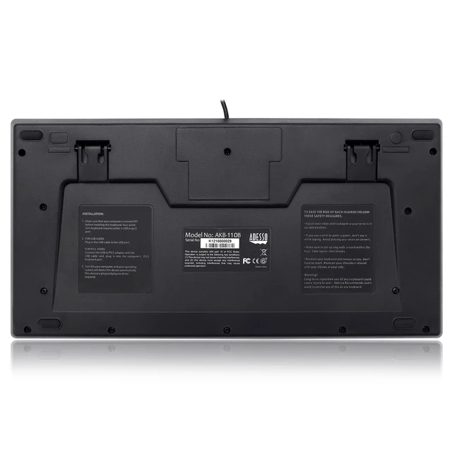 Alt view image 5 of 7 - AKB-110B Mini Keyboard, Compact 87-Key, Black, USB/PS2 Connection Membrane, LED Indicators, Space-Saving Design, Compatible with Windows OS