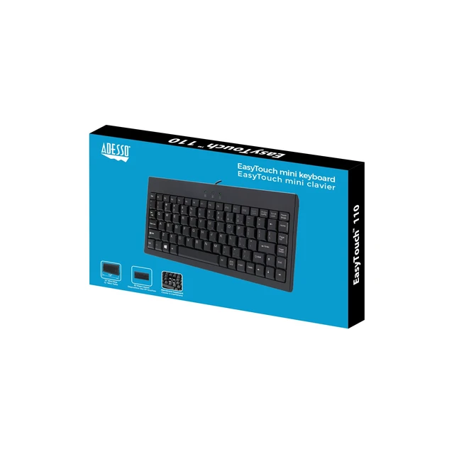 Alt view image 7 of 7 - AKB-110B Mini Keyboard, Compact 87-Key, Black, USB/PS2 Connection Membrane, LED Indicators, Space-Saving Design, Compatible with Windows OS