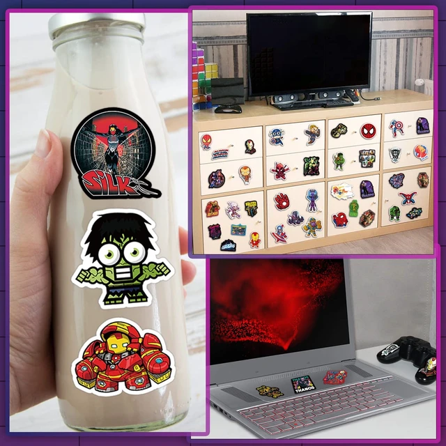 Alt view image 2 of 7 - 200Pcs Teens Hero Stickers, Superhero Stickers Waterproof Comic Legends Theme Decals for Laptop, Avengers Aesthetic Vinyl Hydroflask Water Bottles Guitar Skateboard Luggage Bike, colorful