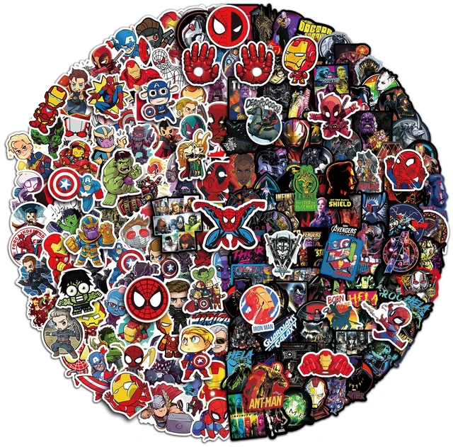Main image of 200Pcs Teens Hero Stickers, Superhero Stickers Waterproof Comic Legends Theme Decals for Laptop, Avengers Aesthetic Vinyl Hydroflask Water Bottles Guitar Skateboard Luggage Bike, colorful