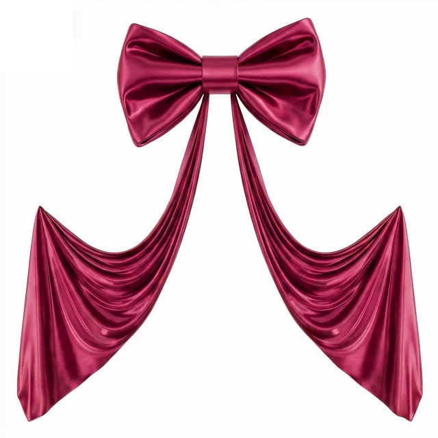 Main image of Big Burgundy Bow for Backdrop 48x24x120 Inch Large Satin Ribbon Bow Wall Decor for Wedding Birthday Baby Shower Party Photo Booth, Washable Reusable Fabric Bow for Nursery Bedroom Door Hanging