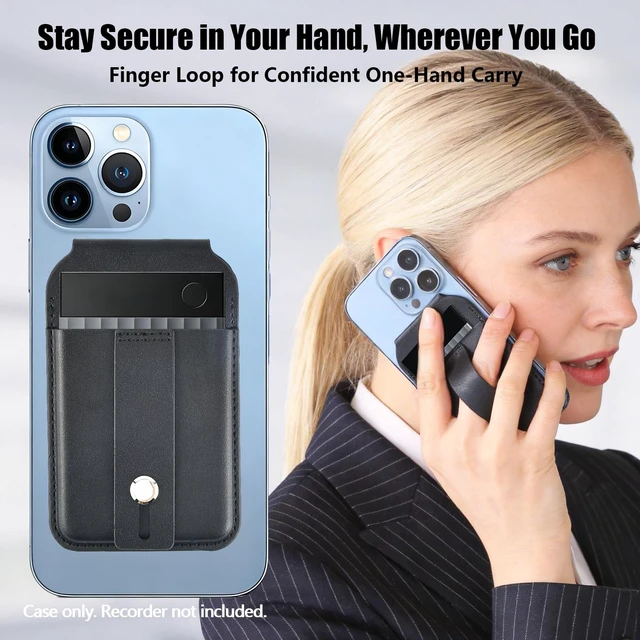 Alt view image 2 of 7 - Magnetic Case for Plaud Note/Plaud Note Pro, All-in-One Carry Adjustable Stand, Secure Finger Loop, Card Holder, Faux Leather Protective Cover