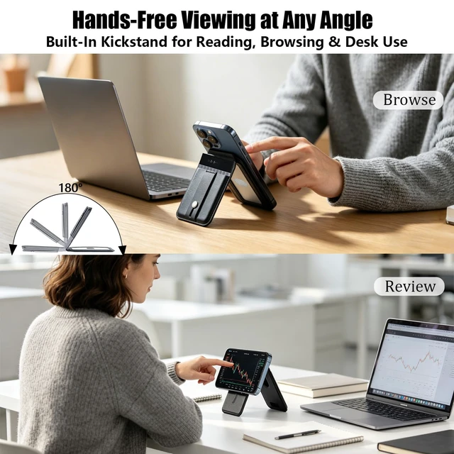 Alt view image 3 of 7 - Magnetic Case for Plaud Note/Plaud Note Pro, All-in-One Carry Adjustable Stand, Secure Finger Loop, Card Holder, Faux Leather Protective Cover