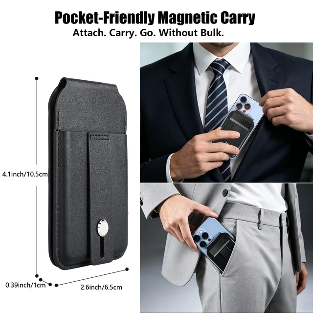 Alt view image 5 of 7 - Magnetic Case for Plaud Note/Plaud Note Pro, All-in-One Carry Adjustable Stand, Secure Finger Loop, Card Holder, Faux Leather Protective Cover