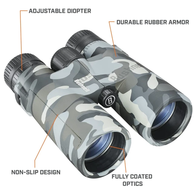 Alt view image 6 of 7 - Blackout Camo 10x42 Binoculars, BaK-7 Prisms BaK-7 Prisms for Bright, Clear Views, Non-Slip Grip Texture, Lightweight Polymer Body