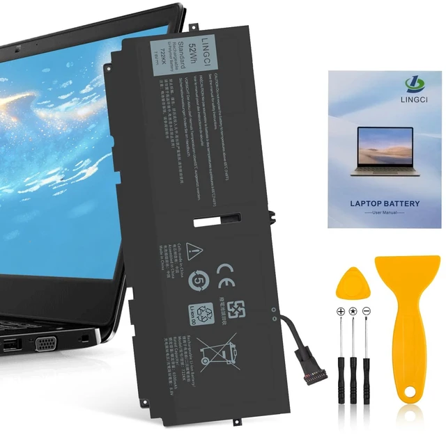 Main image of 722KK Battery Replacement for Dell XPS 13 9300 (2020 Edition) XPS 13 9310 (2020 Edition) XPS 13 9380 (2020 Edition) P117G P117G002 P117G001 Series 02XXFW 2XXFW 0WN0N0 WN0N0 52Wh 7.6V