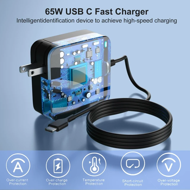 Alt view image 5 of 7 - 65W USB C Charger Compatible with Microsoft Surface Pro Surface Pro 9/10/11/12 (2025) & 13" OLED 2024 Snapdragon X Elite Copilot+ 2-in-1 Laptop Tablet