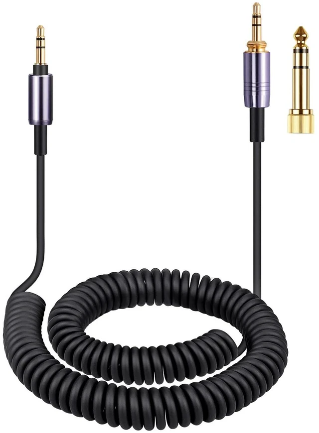Main image of WH-1000XM5 Cable Coiled Aux Cord for Sony WH-1000XM6, WH-CH720N Headphones 14ft Long, 3.5mm(1/8") Extension Wire with 6.35mm(1/4") Adapter, for Sony WH-CH710N, MDR-950BT, 1AM2 Noise Canceling Headset