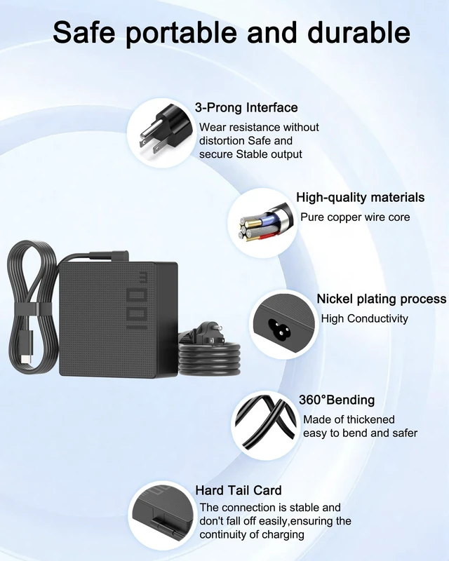 Alt view image 6 of 7 - 100W USB C Charger Compatible with ASUS ROG Flow X16 X13 Z13, ROG Ally X Z1, Vivobook, Zenbook, ExpertBook, Zephyrus, ROG Strix, TUF, Chromebook, Type C Laptop Power Adapter
