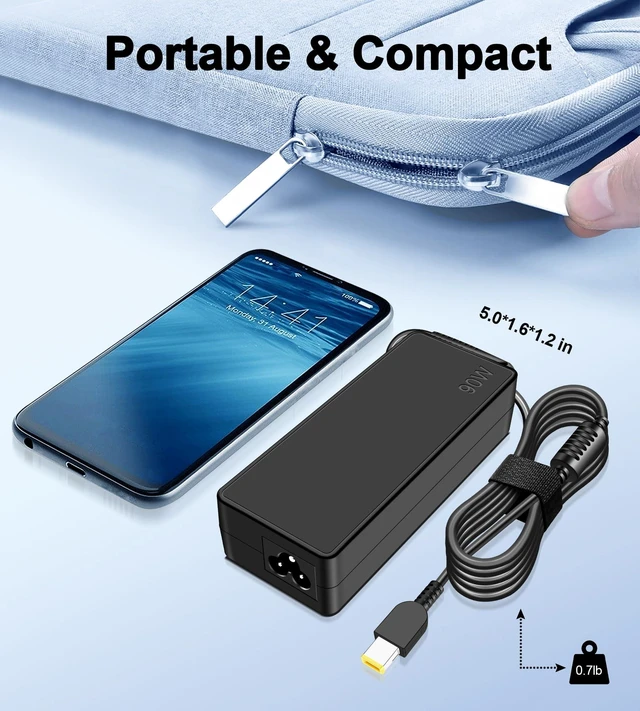 Alt view image 7 of 7 - 90W Slim Tip Charger Compatible with Lenovo ThinkPad T440p T460p T470p T570 Yoga 720-15IKB 730-15IKB 730-15IWL Ultra/Pro Dock, ideapad C40 C50 ADLX90NCC3A Adapter
