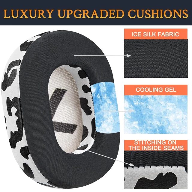 Alt view image 3 of 5 - Cooling-Gel Earpads Replacement for Plantronics BackBeat Pro 2, Voyager 8200 UC Headphones, Ear Pads Cushions with High-Density Noise Isolation Foam - Snow Leopard