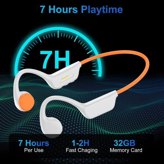 Alt view image 7 of 7 - Swimming Bone Conduction Headphones, IPX8 Open Ear Headphones Bluetooth 5.4 Waterproof Earbuds with 32GB MP3 7H Playtimes, Underwater Headphones for MarathonSwimmingRunningCycling