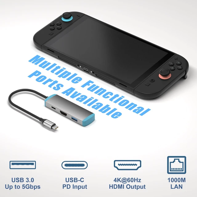 Alt view image 2 of 7 - USB C Switch 2 Dock,4K@60Hz HDMI Adapter with PD/USB 3.0 Port,Replacement Dock for Switch/Switch OLED/Steam Deck/ROG Xbox Ally X/Legion Go
