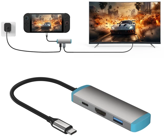 Main image of USB C Switch 2 Dock,4K@60Hz HDMI Adapter with PD/USB 3.0 Port,Replacement Dock for Switch/Switch OLED/Steam Deck/ROG Xbox Ally X/Legion Go