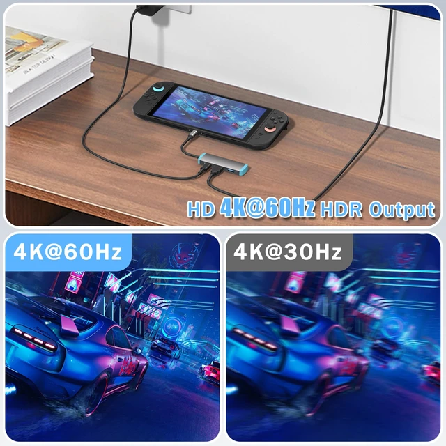 Alt view image 5 of 7 - USB C Switch 2 Dock,4K@60Hz HDMI Adapter with PD/USB 3.0 Port,Replacement Dock for Switch/Switch OLED/Steam Deck/ROG Xbox Ally X/Legion Go