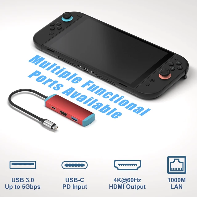 Alt view image 2 of 7 - USB C Switch 2 Dock,4K@60Hz HDMI Adapter with PD/USB 3.0 Port,Replacement Dock for Switch/Switch OLED/Steam Deck/ROG Xbox Ally X/Legion Go