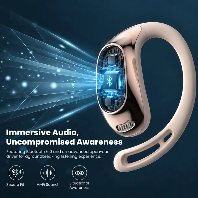 Alt view image 2 of 7 - NE35 AI Translation Earbuds Real Time, Open Ear Translator Earbuds with 165 Languages, 7 Modes for Travel Business Learning (Rose Gold)