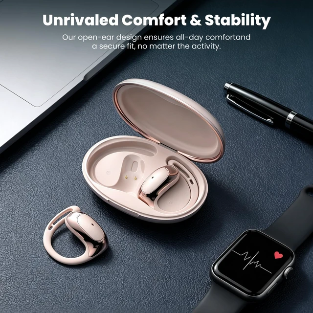 Alt view image 3 of 7 - NE35 AI Translation Earbuds Real Time, Open Ear Translator Earbuds with 165 Languages, 7 Modes for Travel Business Learning (Rose Gold)
