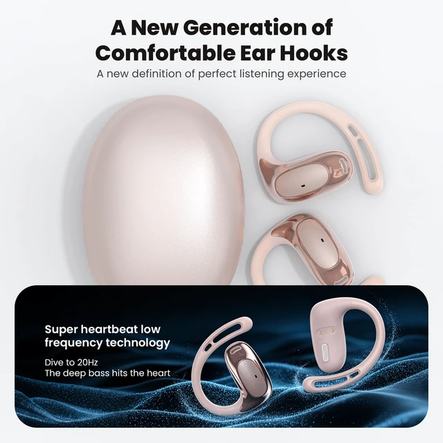 Alt view image 4 of 7 - NE35 AI Translation Earbuds Real Time, Open Ear Translator Earbuds with 165 Languages, 7 Modes for Travel Business Learning (Rose Gold)
