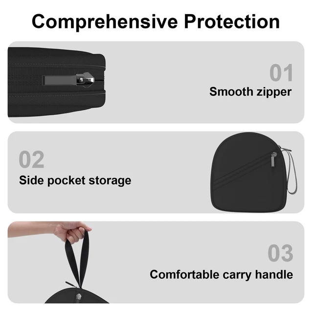Alt view image 3 of 7 - Headphone Headset Case Bag Compatible with JBL & Soundcore Over-Ear - Black Hard Shell Travel Bag Compatible with JBL 720BT/510BT/500BT, Soundcore Q20i/Q30/Q45, Sony, Bose, JLab, TOZO & More