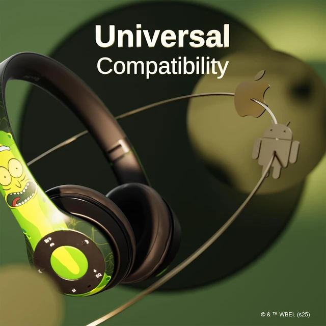 Alt view image 4 of 7 - Rick and Morty Pickle Rick Bluetooth Headphones with Built-in Mic Officially Licensed Wireless Over-Ear Headphones, Foldable Headset Rick and Morty Gifts for Men, Women, Teens & All Fans