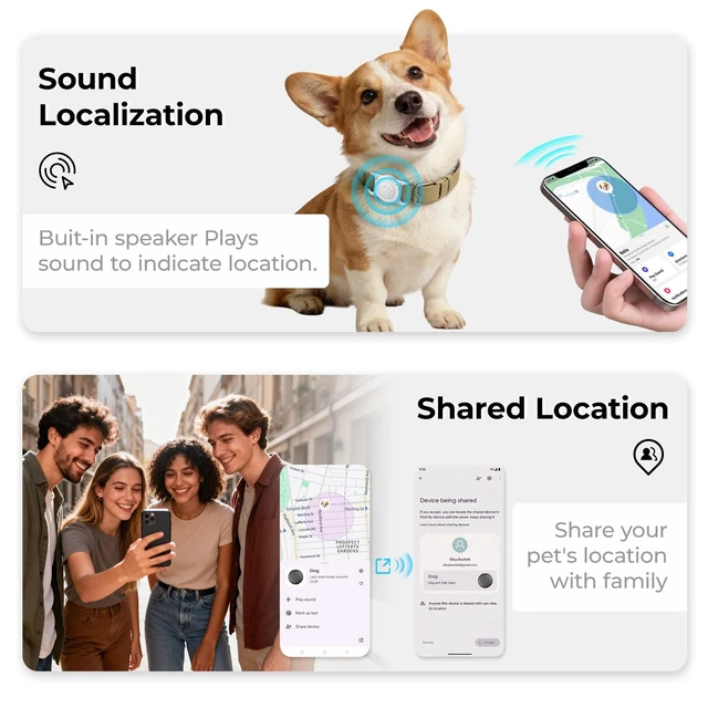 Alt view image 4 of 7 - GPS Dog Tracker Collar (iOS & Android), Pet Activity Tracker No Monthly Fee Pet Location Tracker with Holder Works with Apple Find My & Google Find Hub, Finder Tag for Pets, Items White 1 Pack