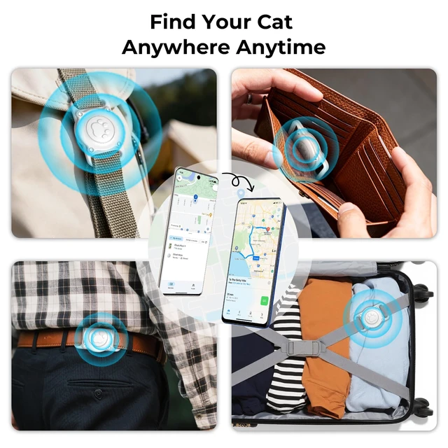 Alt view image 7 of 7 - GPS Dog Tracker Collar (iOS & Android), Pet Activity Tracker No Monthly Fee Pet Location Tracker with Holder Works with Apple Find My & Google Find Hub, Finder Tag for Pets, Items White 1 Pack