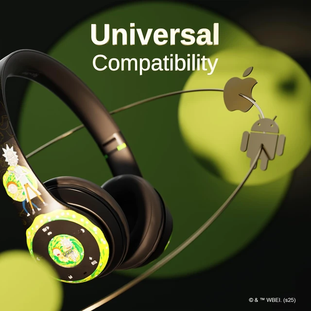 Alt view image 4 of 7 - Rick and Morty Portal Bluetooth Headphones with Built-in Mic Officially Licensed Wireless Over-Ear Headphones, Foldable Headset Rick and Morty Gifts for Men, Women, Teens & All Fans