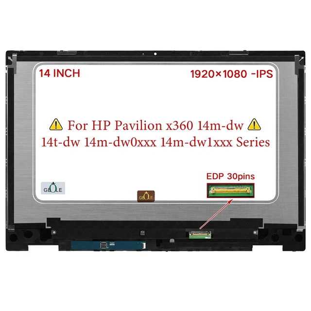 Alt view image 2 of 5 - Replacement for HP Pavilion x360 14m-dw 14t-dw Touch Screen 14m-dw0013dx 14m-dw0023dx 14M-DW1023DX 14M-DW1033DX 14-DW0097NR L96516-001 LCD Display Touch Screen Digitizer Assembly