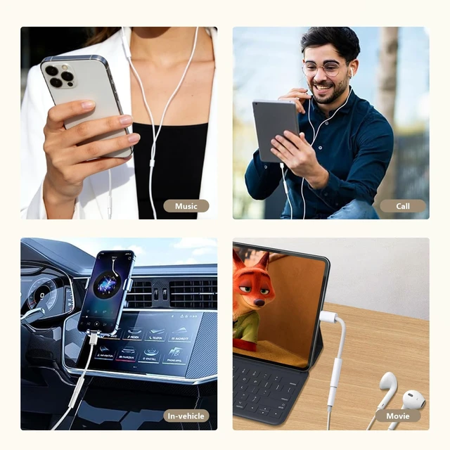 Alt view image 5 of 7 - USB-C to 3.5mm Audio Headphone Adapter - HiFi Compatible with Apple iPhone 17 16 15 Galaxy S25 S24 S23 S22 S21 Plus Pro Max Ultra Pixel iPad - Type C to Aux Cord Jack Dongle Nylon-Braided (10 Pack)