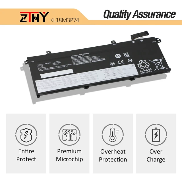 Alt view image 4 of 6 - L18M3P73 L18M3P74 Laptop Battery for Lenovo ThinkPad T490 T495 P43S Series ThinkPad P14s Gen 1 / T14 Gen 1/ ThinkPad P14s Gen 2 / T14 Gen 2 Series L18L3P73 L18C3P71 L18C3P72 02DL008 11.52V 51Wh
