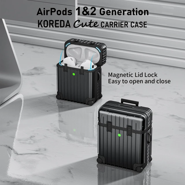 Alt view image 2 of 7 - Compatible with AirPods Case Cover, Funny Suitcase Design Case for Airpods 2nd Generation/1st Generation, Cute Fashion Protective Hard Case for Women Men with Keychain