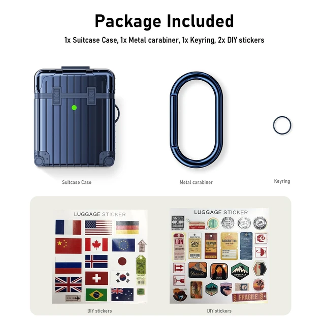 Alt view image 5 of 7 - Compatible with AirPods Case Cover, Funny Suitcase Design Case for Airpods 2nd Generation/1st Generation, Cute Fashion Protective Hard Case for Women Men with Keychain