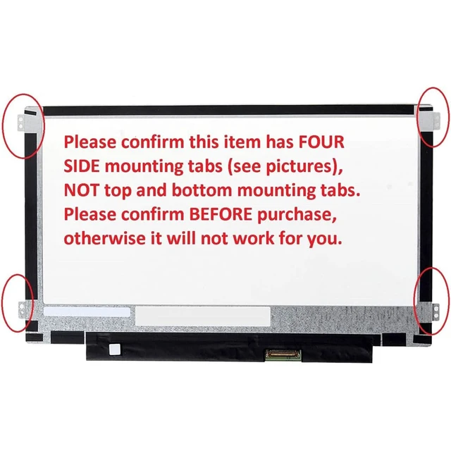 Alt view image 3 of 5 - Screen Replacement for HP Chromebook 11 G3 G4 G4 EE G5 G6 G7 G9 EE 11A G8 EE, ProBook 11 G2, Stream 11 Pro G3, 11A-NB 11A-NA 11-Y 11-V 11-AH LCD Display 11.6" HD (Right&Left Mounting brakets)