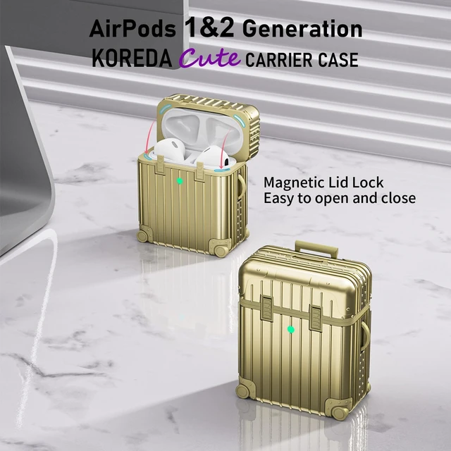 Alt view image 2 of 7 - Compatible with AirPods Case Cover, Funny Suitcase Design Case for Airpods 2nd Generation/1st Generation, Cute Fashion Protective Hard Case for Women Men with Keychain
