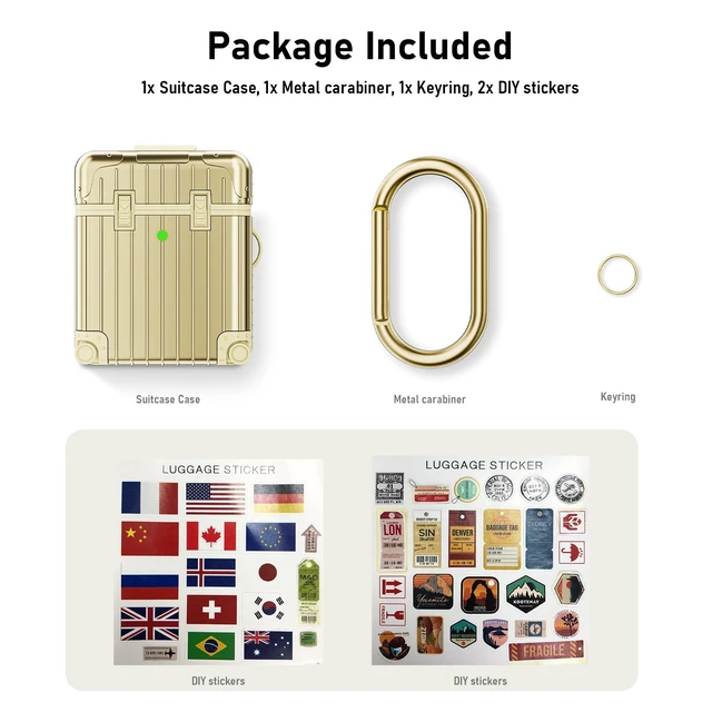 Alt view image 5 of 7 - Compatible with AirPods Case Cover, Funny Suitcase Design Case for Airpods 2nd Generation/1st Generation, Cute Fashion Protective Hard Case for Women Men with Keychain