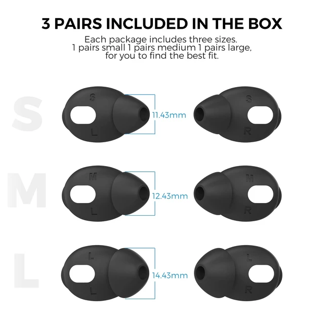 Alt view image 5 of 7 - 3 Pairs AirPods 3 Ear Tips Silicone Earbuds Cover Size: S/M/L, Added Storage Pouch, Anti Slip,Secure Fit, Comfortable Silicone Ear Tips Compatible with Apple AirPods 3 2021