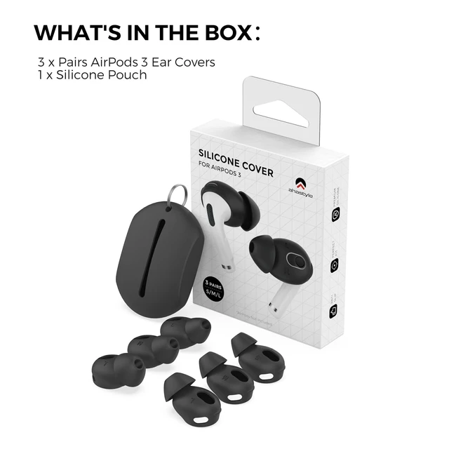 Alt view image 7 of 7 - 3 Pairs AirPods 3 Ear Tips Silicone Earbuds Cover Size: S/M/L, Added Storage Pouch, Anti Slip,Secure Fit, Comfortable Silicone Ear Tips Compatible with Apple AirPods 3 2021